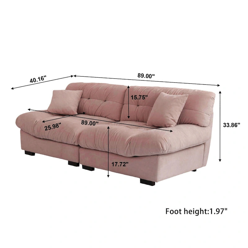 89 Canapé d'angle moderne avec accoudoirs en velours pour salon