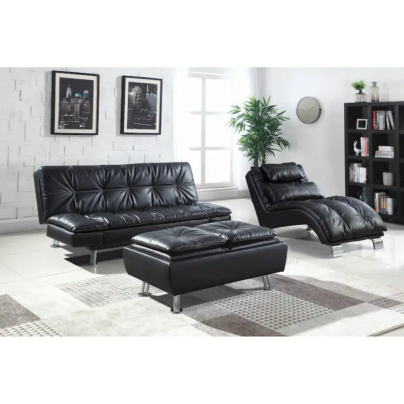 Chaise longue capitonnée Isley avec base arquée