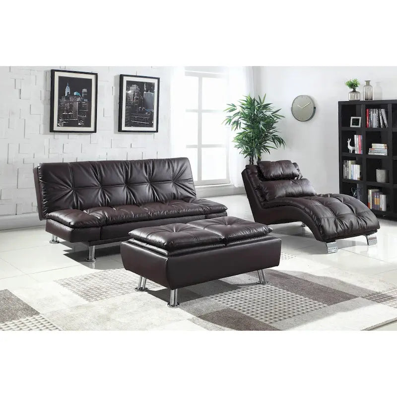 Chaise longue capitonnée Isley avec base arquée
