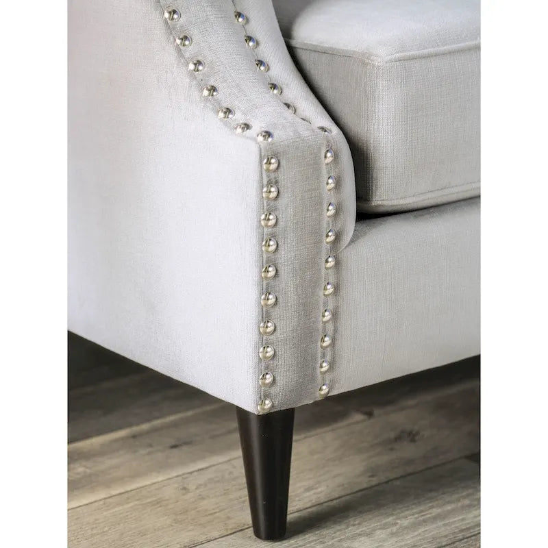 Canapé Nall en tissu rembourré avec dossier capitonné et accoudoirs Tuxedo par Furniture of America