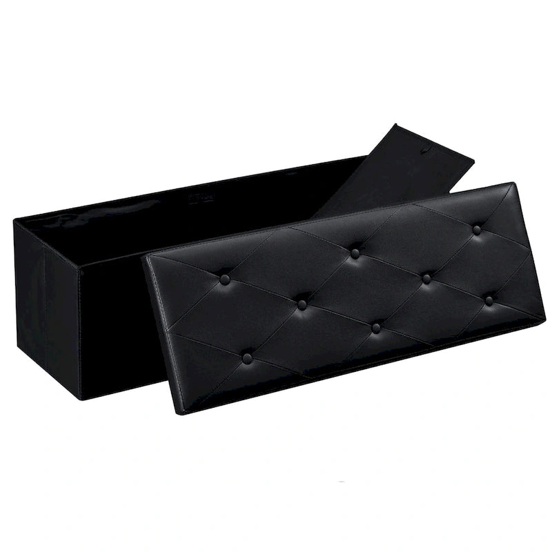 Pouf de rangement pliable, Repose-pieds, Pouf capitonné en cuir, Petit pouf carré pour salon, chambre à coucher, dortoir