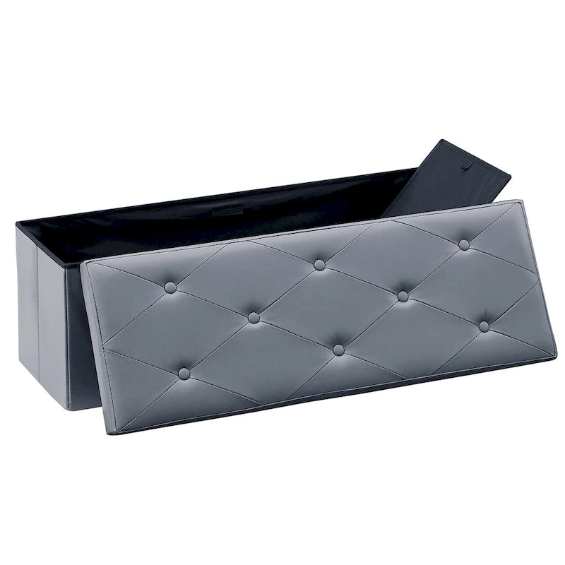 Pouf de rangement pliable, Repose-pieds, Pouf capitonné en cuir, Petit pouf carré pour salon, chambre à coucher, dortoir