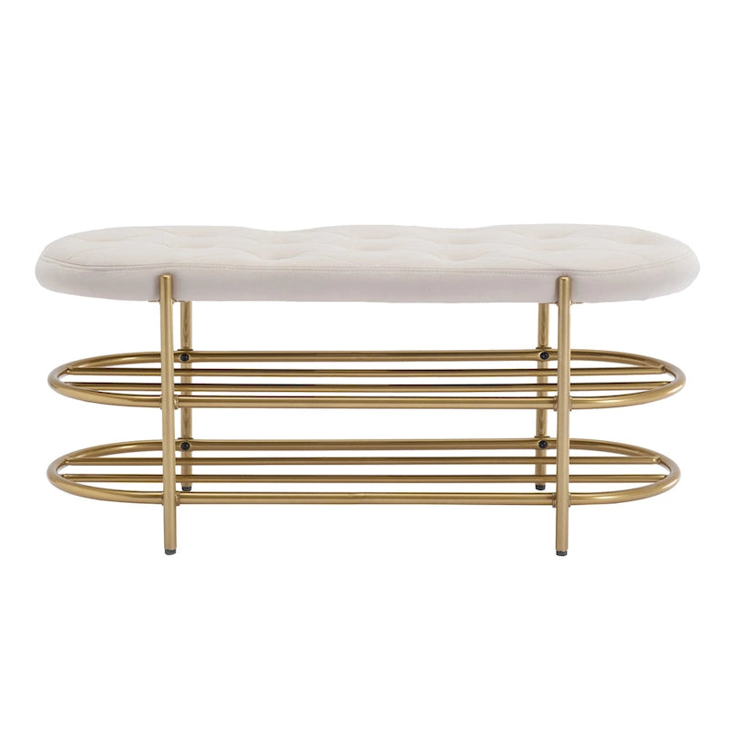 Banc de salon SEYNAR 40 en velours avec double range-chaussures