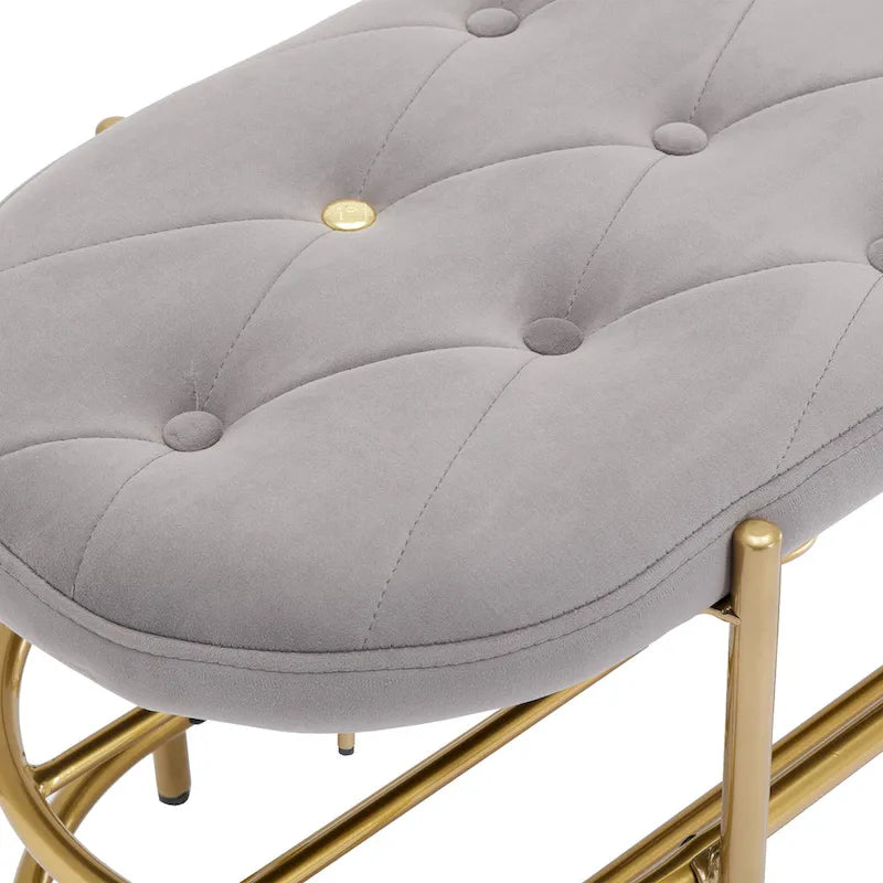 Banc de salon SEYNAR 40 en velours avec double range-chaussures