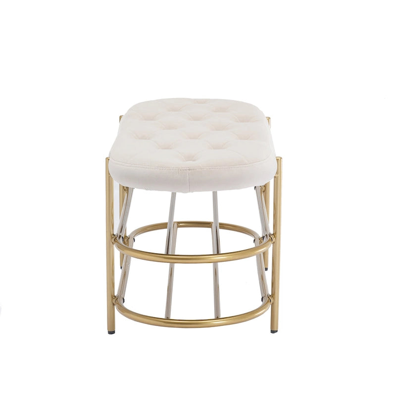 Banc de salon SEYNAR 40 en velours avec double range-chaussures