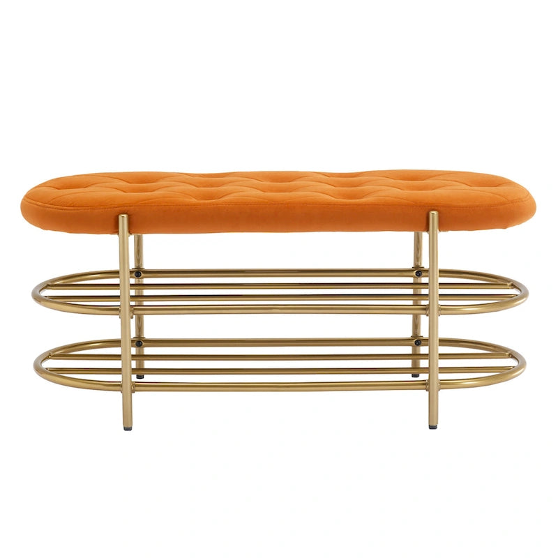 Banc de salon SEYNAR 40 en velours avec double range-chaussures