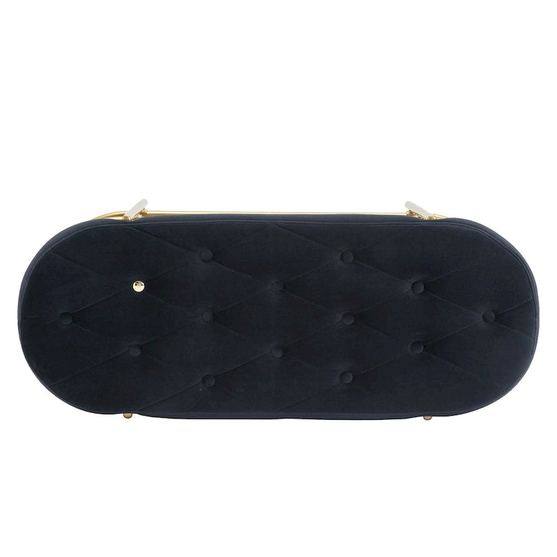 Banc de salon SEYNAR 40 en velours avec double range-chaussures