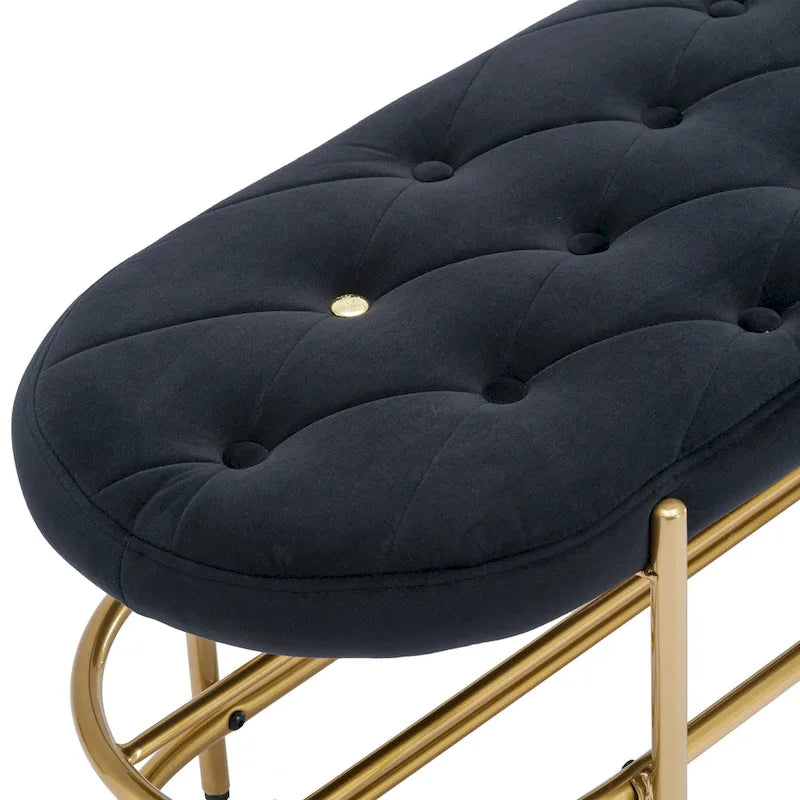 Banc de salon SEYNAR 40 en velours avec double range-chaussures