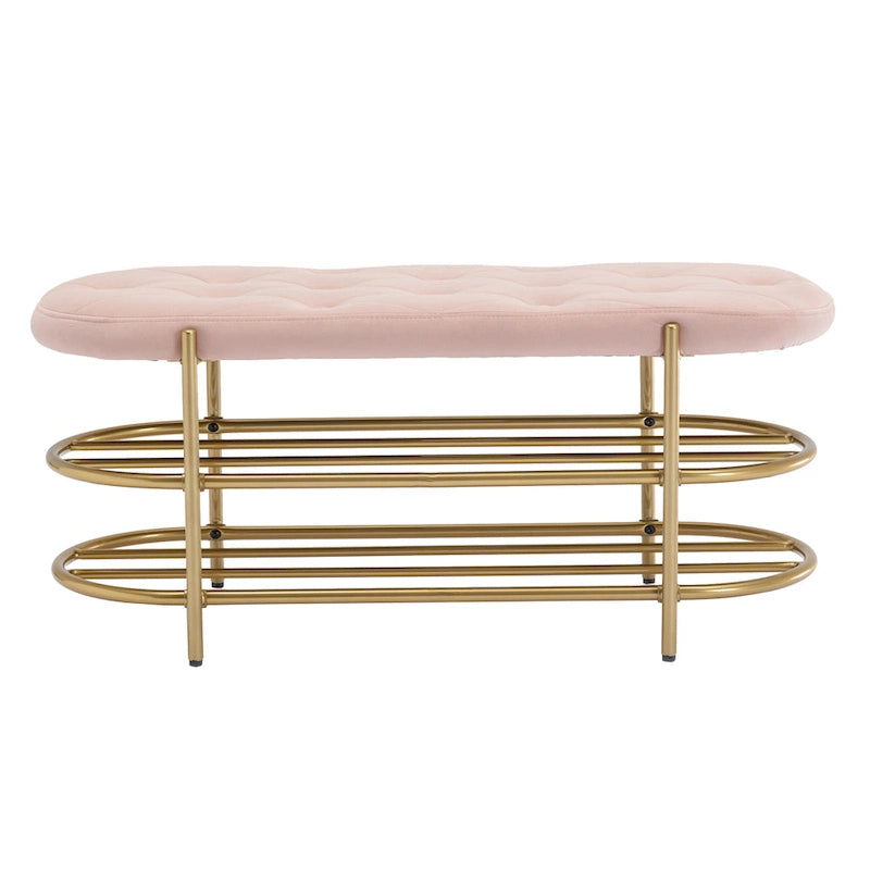 Banc de salon SEYNAR 40 en velours avec double range-chaussures