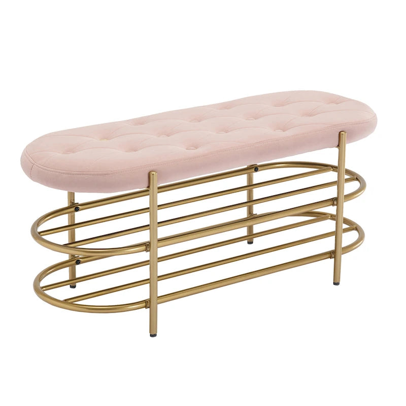Banc de salon SEYNAR 40 en velours avec double range-chaussures