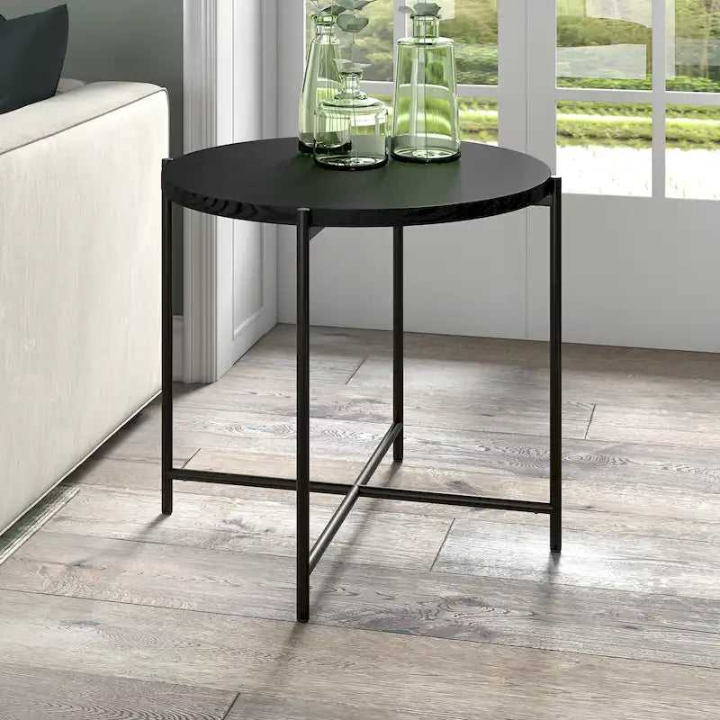 Table d'appoint ronde large Loretta 23.63 avec plateau en MDF