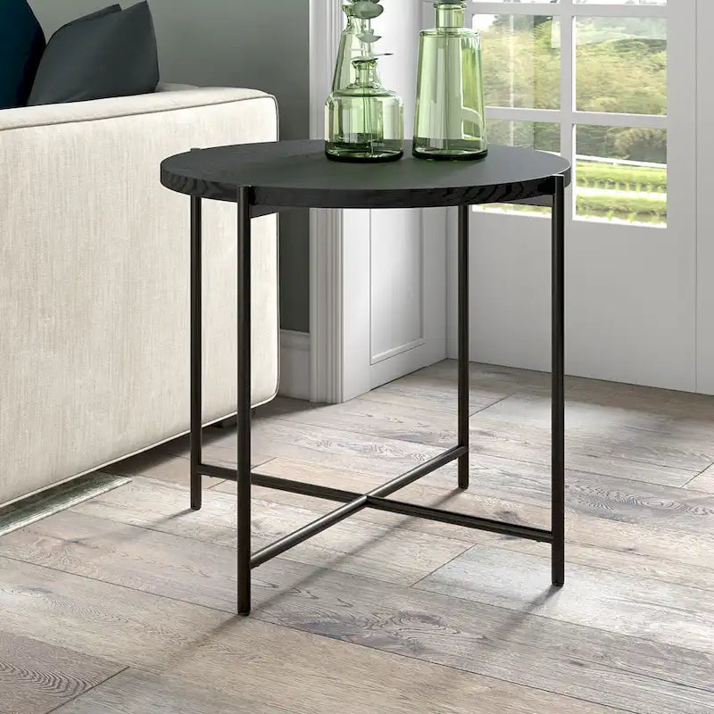 Table d'appoint ronde large Loretta 23.63 avec plateau en MDF