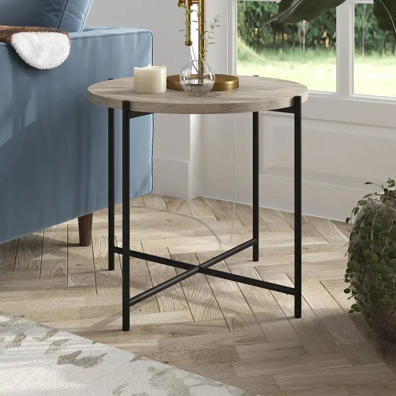 Table d'appoint ronde large Loretta 23.63 avec plateau en MDF