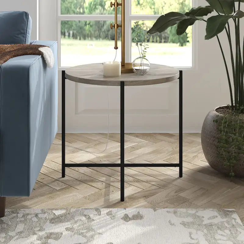 Table d'appoint ronde large Loretta 23.63 avec plateau en MDF