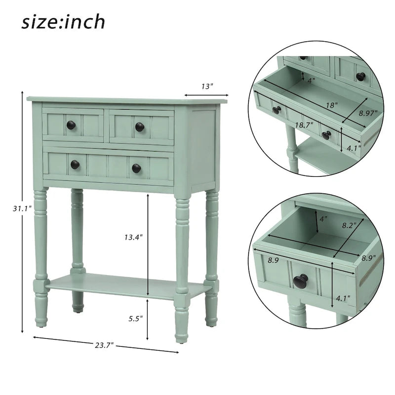 Console à 3 tiroirs Copper Grove Colby avec étagère inférieure