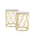 Lot de 2 tables gigognes rondes Quarn Modern de 40 cm en acier par Furniture of America