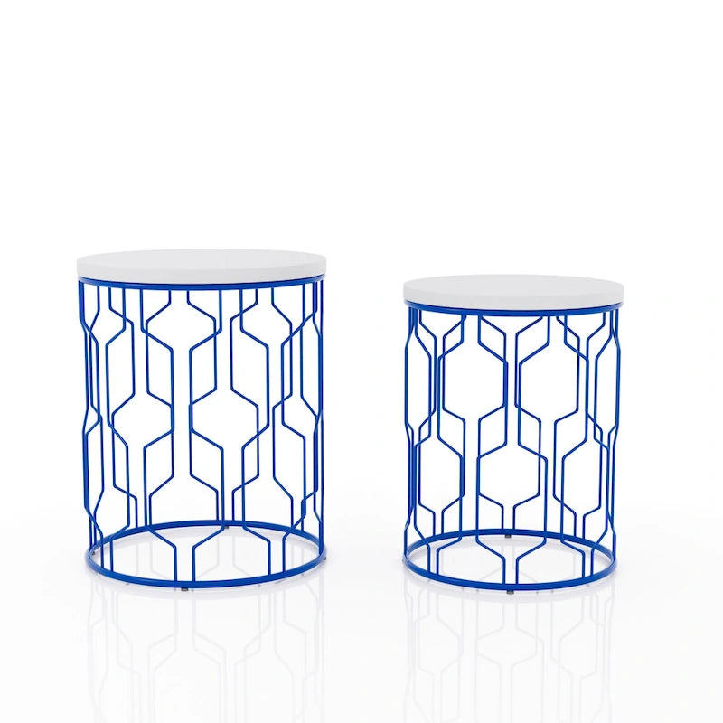 Lot de 2 tables gigognes rondes Quarn Modern de 40 cm en acier par Furniture of America