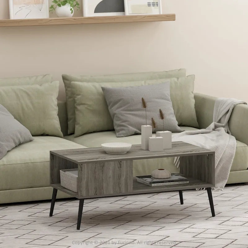 Table basse Furinno Claude style Mid-Century avec pieds en bois