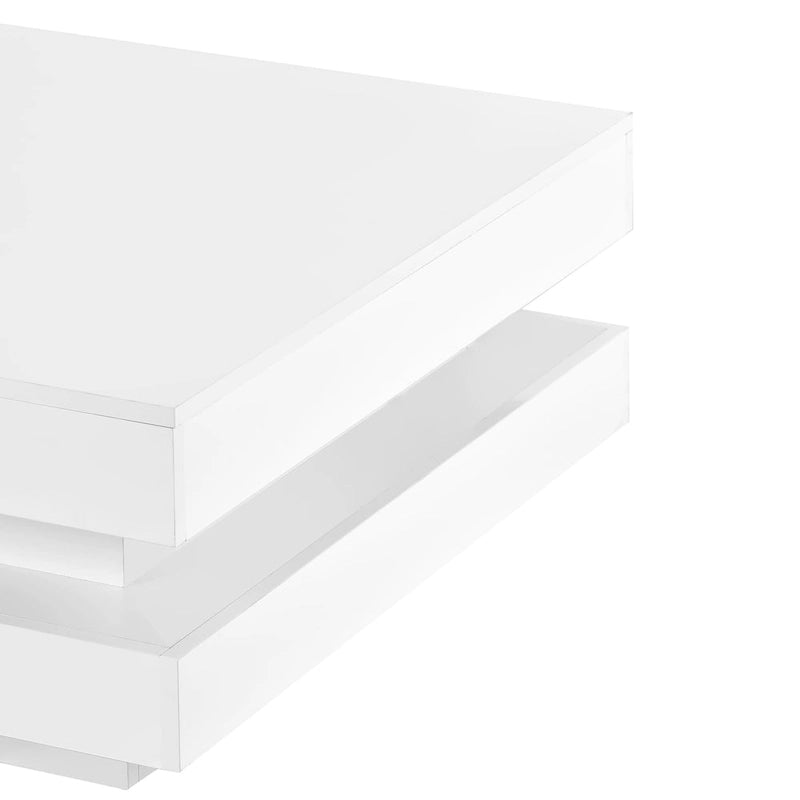 Table basse carrée à 2 niveaux design minimaliste laqué avec lumières LED 16 couleurs enfichables pour salon