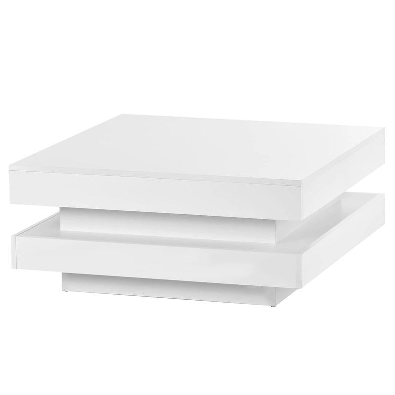 Table basse carrée à 2 niveaux design minimaliste laqué avec lumières LED 16 couleurs enfichables pour salon