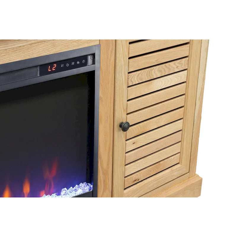 Meuble TV Bridgevine Home Topanga avec cheminée électrique de 68 pouces pour téléviseurs jusqu'à 80 pouces