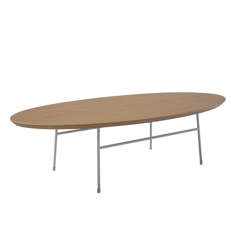 Table basse d'appoint ovale moderne Rossmore avec cadre en acier thermolaqué blanc pour bureau, salon ou chambre.