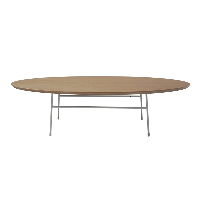 Table basse d'appoint ovale moderne Rossmore avec cadre en acier thermolaqué blanc pour bureau, salon ou chambre.