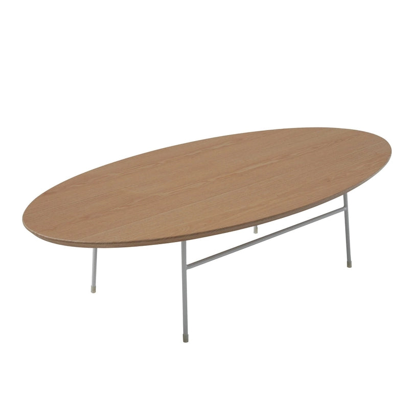 Table basse d'appoint ovale moderne Rossmore avec cadre en acier thermolaqué blanc pour bureau, salon ou chambre.