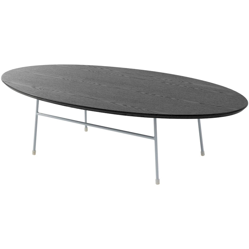 Table basse d'appoint ovale moderne Rossmore avec cadre en acier thermolaqué blanc pour bureau, salon ou chambre.