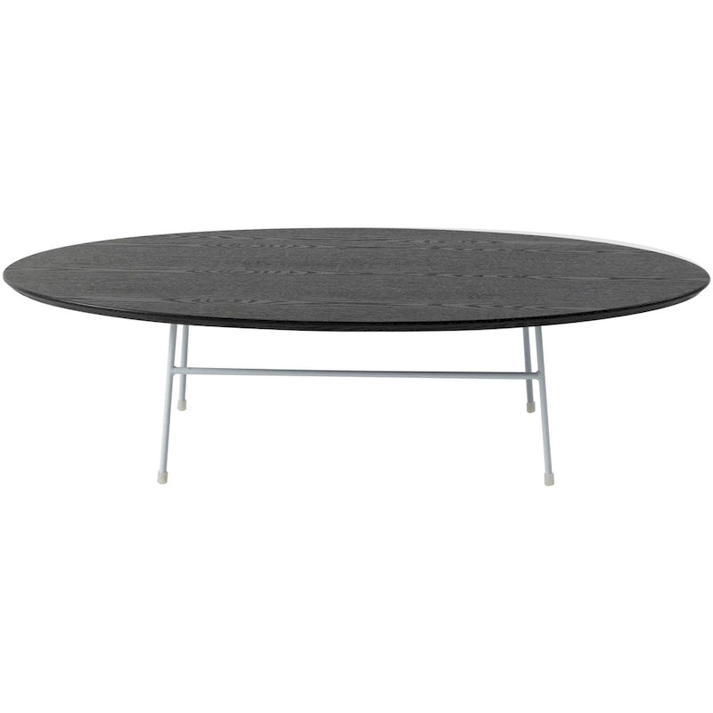 Table basse d'appoint ovale moderne Rossmore avec cadre en acier thermolaqué blanc pour bureau, salon ou chambre.