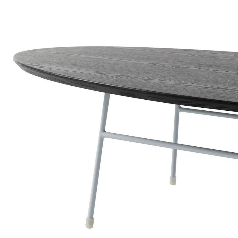Table basse d'appoint ovale moderne Rossmore avec cadre en acier thermolaqué blanc pour bureau, salon ou chambre.
