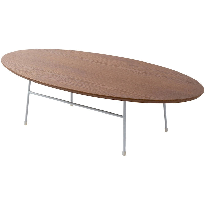 Table basse d'appoint ovale moderne Rossmore avec cadre en acier thermolaqué blanc pour bureau, salon ou chambre.