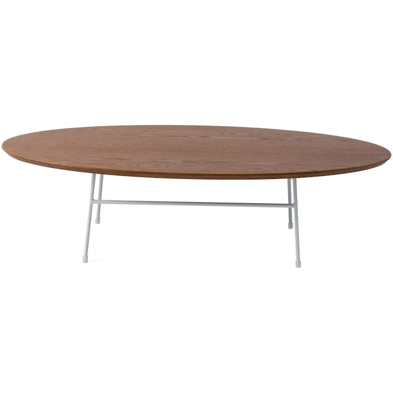 Table basse d'appoint ovale moderne Rossmore avec cadre en acier thermolaqué blanc pour bureau, salon ou chambre.