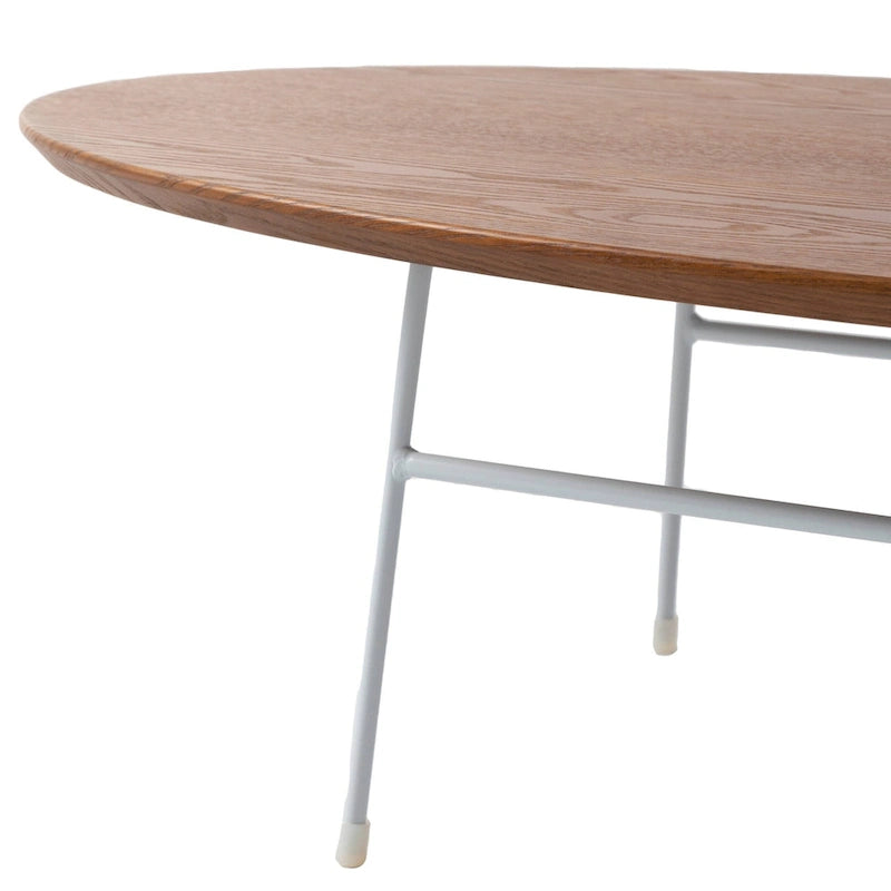 Table basse d'appoint ovale moderne Rossmore avec cadre en acier thermolaqué blanc pour bureau, salon ou chambre.
