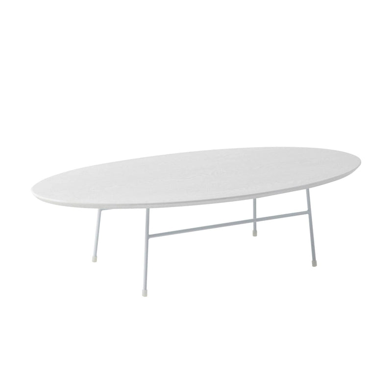 Table basse d'appoint ovale moderne Rossmore avec cadre en acier thermolaqué blanc pour bureau, salon ou chambre.