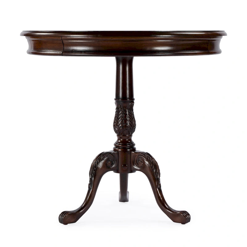 Table piédestal ronde traditionnelle Butler en finition cerisier plantation - marron foncé