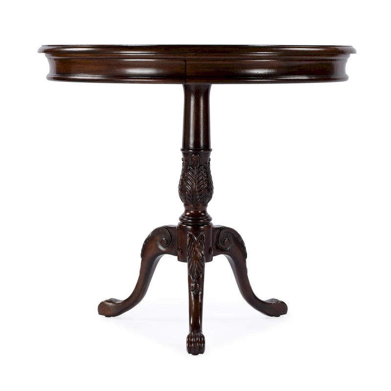 Table piédestal ronde traditionnelle Butler en finition cerisier plantation - marron foncé