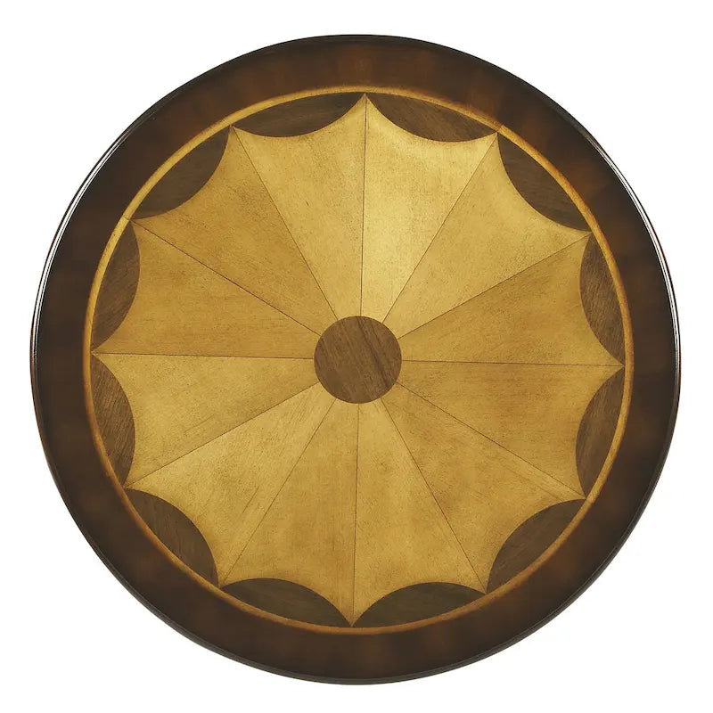 Table piédestal ronde traditionnelle Butler en finition cerisier plantation - marron foncé