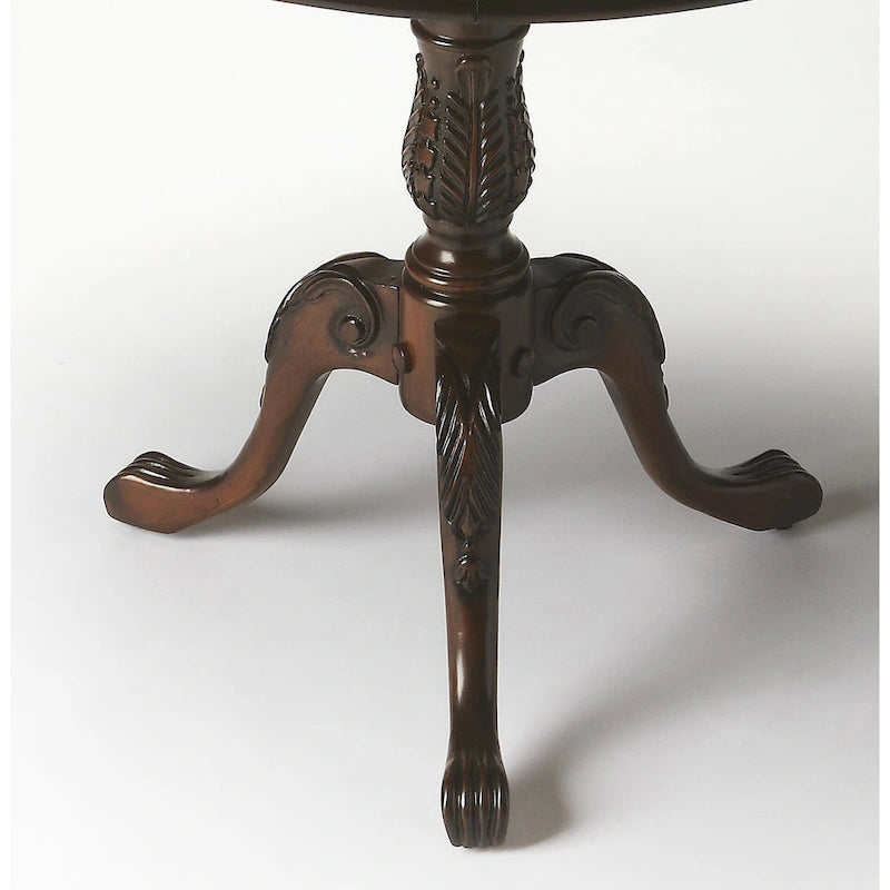 Table piédestal ronde traditionnelle Butler en finition cerisier plantation - marron foncé