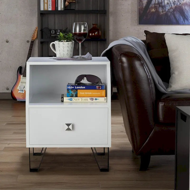 Table d'appoint contemporaine Kara à 1 étagère de 16 po par Furniture of America