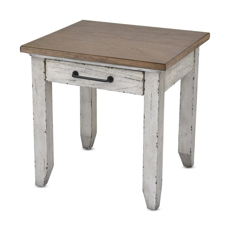 Table d'appoint en bois à 1 tiroir deux tons Steve Silver