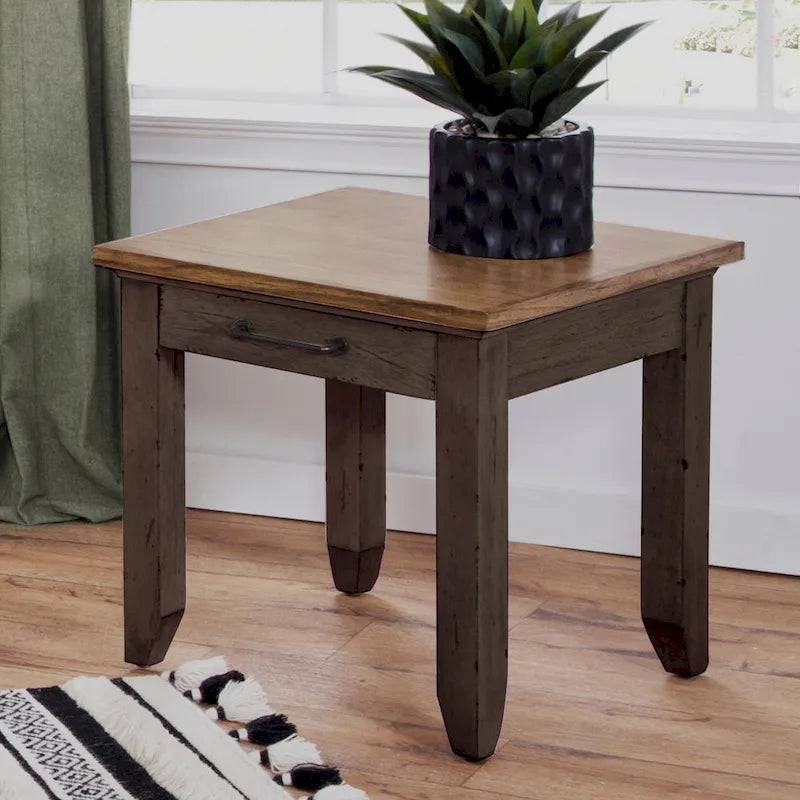 Table d'appoint en bois à 1 tiroir deux tons Steve Silver