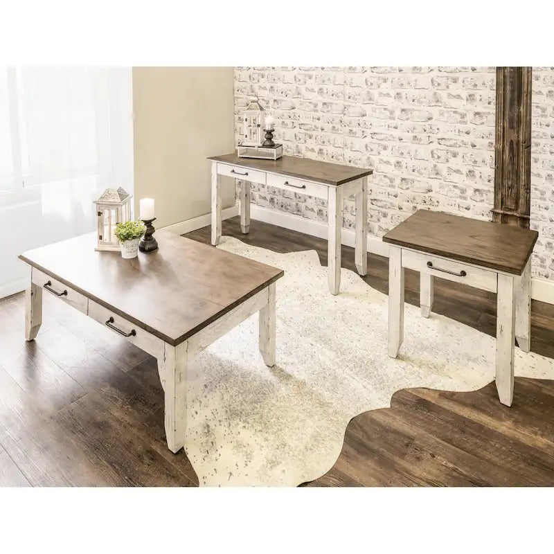 Table d'appoint en bois à 1 tiroir deux tons Steve Silver