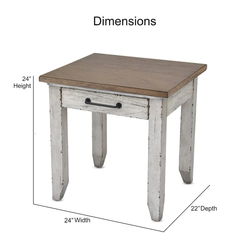 Table d'appoint en bois à 1 tiroir deux tons Steve Silver