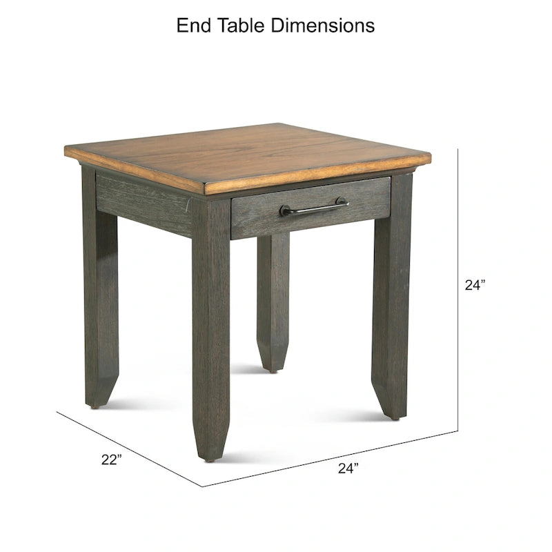 Table d'appoint en bois à 1 tiroir deux tons Steve Silver