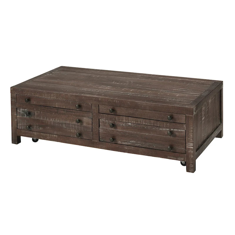 Table basse à roulettes en bois massif Townsend, coloris Java