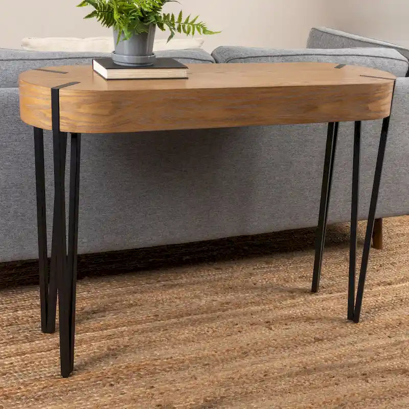 Console en bois Astoria avec pieds en métal (épingle à cheveux) – 106,7 cm L x 35,6 cm l x 77 cm H