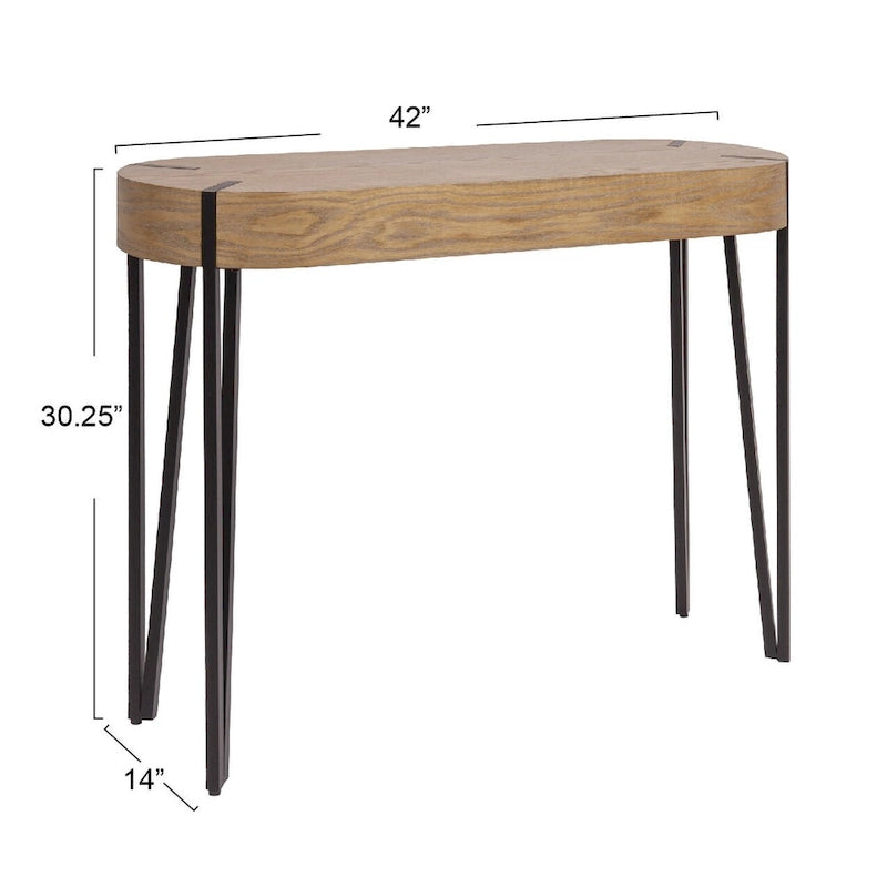 Console en bois Astoria avec pieds en métal (épingle à cheveux) – 106,7 cm L x 35,6 cm l x 77 cm H