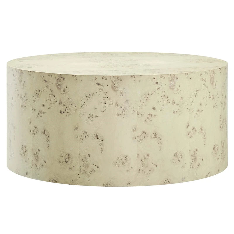 Table basse ronde en loupe de bois style milieu de siècle Penrod