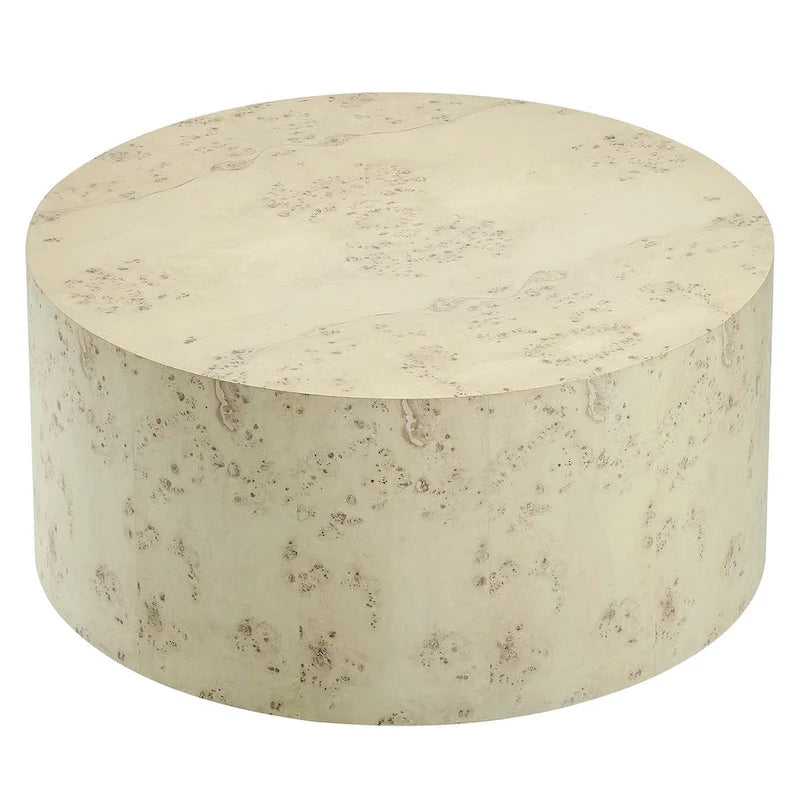 Table basse ronde en loupe de bois style milieu de siècle Penrod